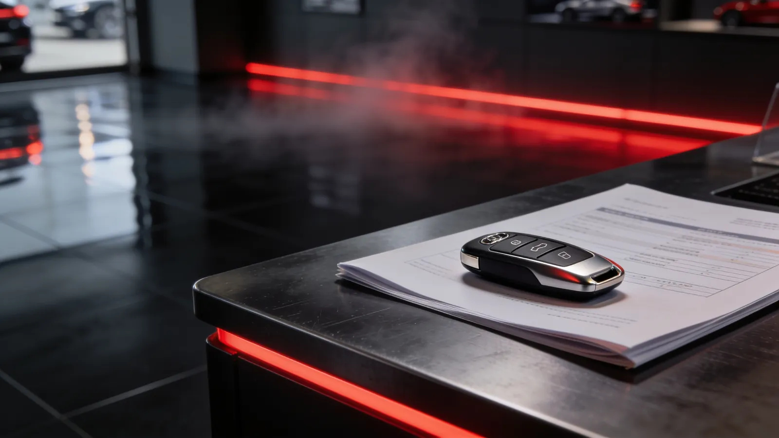 Car keys and vehicle documents on a counter at Market Motors